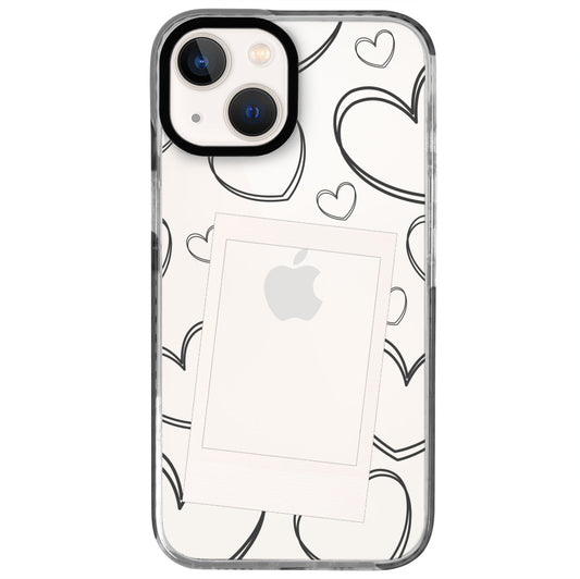 iPhone 15 Plus White Hearts Polaroid Telefon Kılıfı