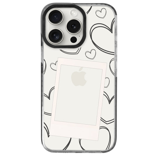 iPhone 15 Pro Max White Hearts Polaroid Telefon Kılıfı