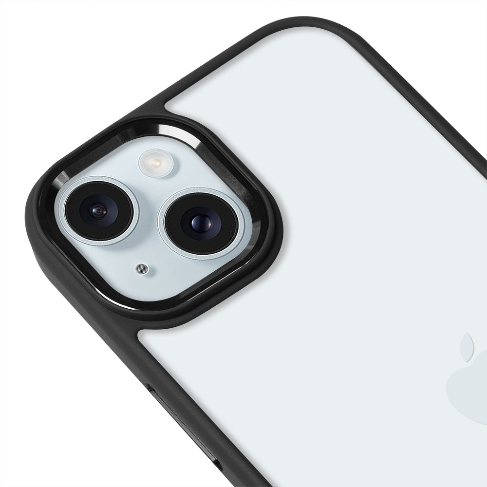 iPhone 15 Renkli Lux Basic Siyah Telefon Kılıfı