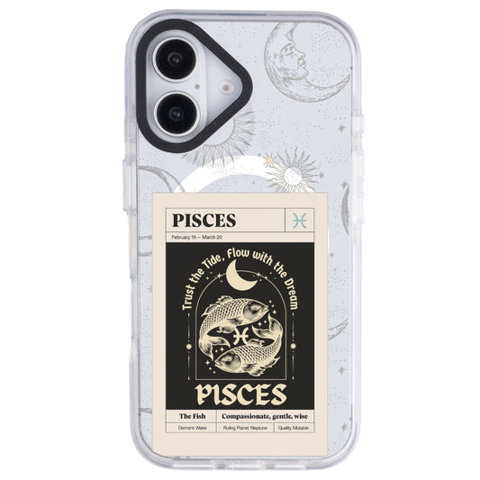 iPhone 16 Balık Burcu Sticker Mode Telefon Kılıfı - Beyaz