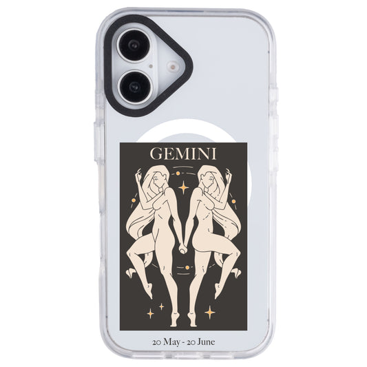 iPhone 16 İkizler Burcu History of Zodiac Telefon Kılıfı - Beyaz
