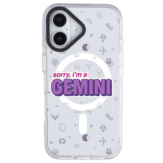iPhone 16 İkizler Burcu Sorry Zodiac Telefon Kılıfı - Beyaz