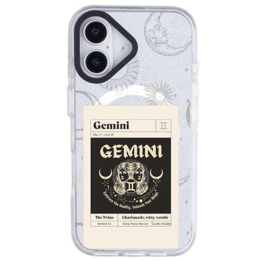 iPhone 16 İkizler Burcu Sticker Mode Telefon Kılıfı - Beyaz