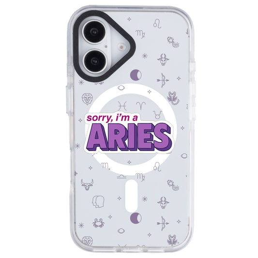 iPhone 16 Koç Burcu Sorry Zodiac Telefon Kılıfı - Beyaz