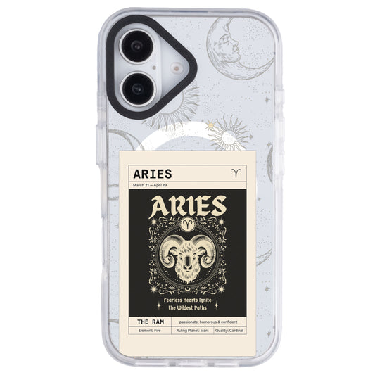 iPhone 16 Koç Burcu Sticker Mode Telefon Kılıfı - Beyaz