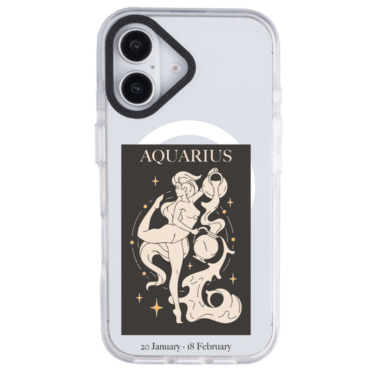iPhone 16 Kova Burcu History of Zodiac Telefon Kılıfı - Beyaz
