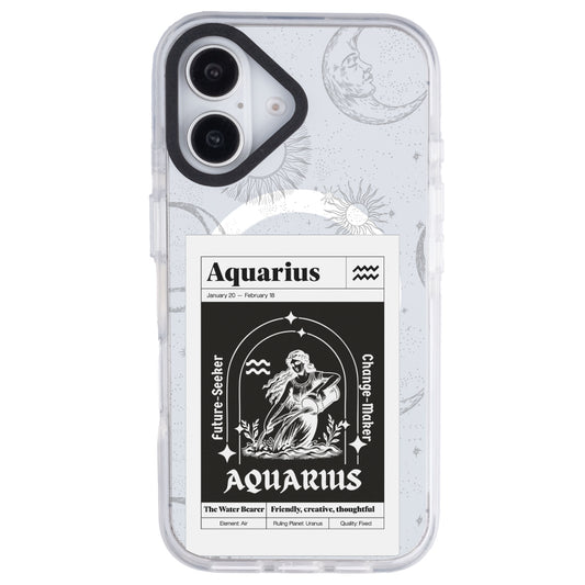 iPhone 16 Kova Burcu Sticker Mode Telefon Kılıfı - Beyaz