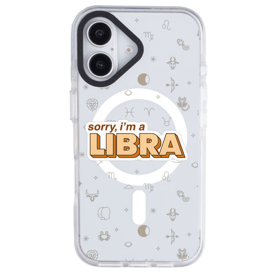 iPhone 16 Terazi Burcu Sorry Zodiac Telefon Kılıfı - Beyaz