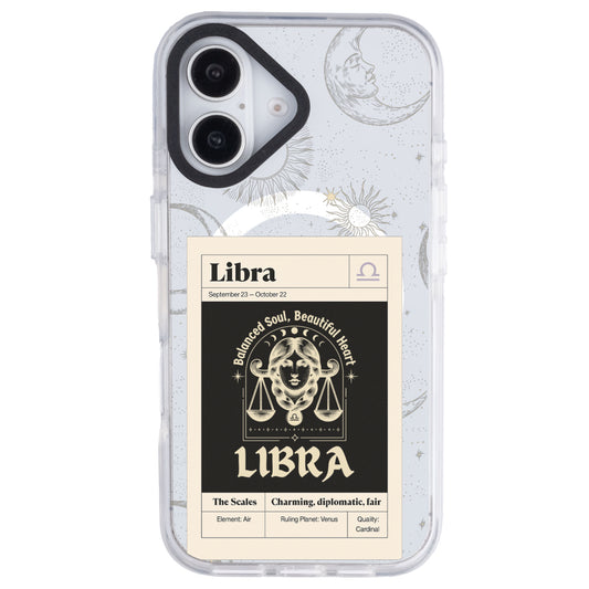 iPhone 16 Terazi Burcu Sticker Mode Telefon Kılıfı - Beyaz