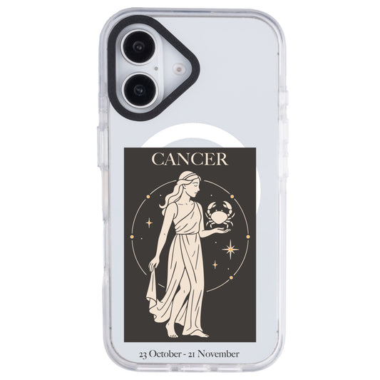 iPhone 16 Yengeç Burcu History of Zodiac Telefon Kılıfı - Beyaz