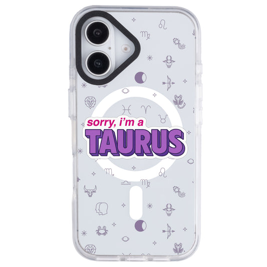 iPhone 16 Plus Boğa Burcu Sorry Zodiac Telefon Kılıfı - Beyaz