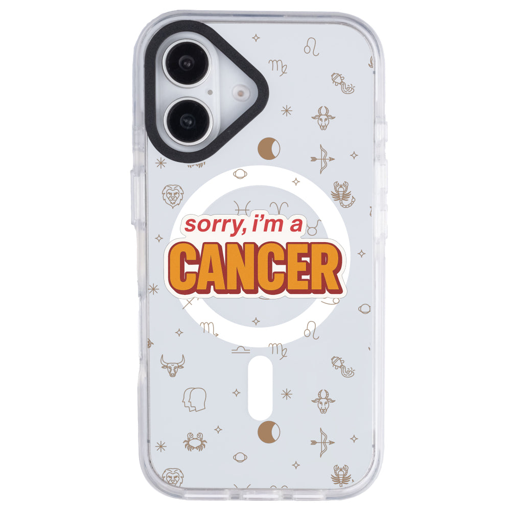 iPhone 16 Plus Yengeç Burcu Sorry Zodiac Telefon Kılıfı - Beyaz