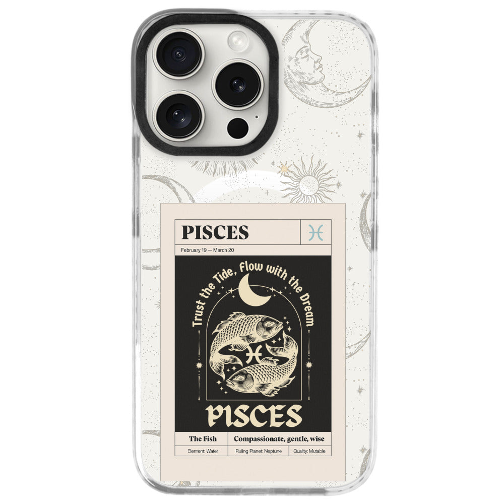 iPhone 16 Pro Balık Burcu Sticker Mode Telefon Kılıfı - Beyaz