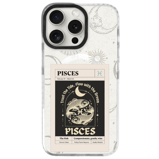 iPhone 16 Pro Balık Burcu Sticker Mode Telefon Kılıfı - Beyaz