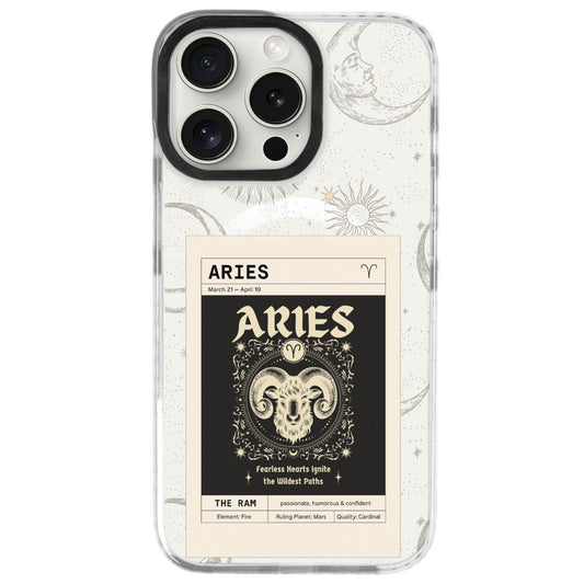 iPhone 16 Pro Koç Burcu Sticker Mode Telefon Kılıfı - Beyaz