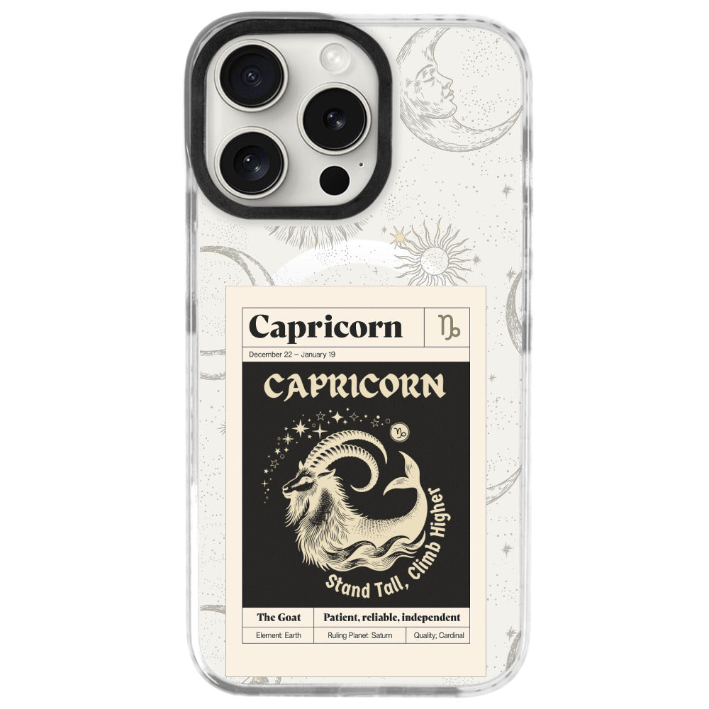 iPhone 16 Pro Oğlak Burcu Sticker Mode Telefon Kılıfı - Beyaz