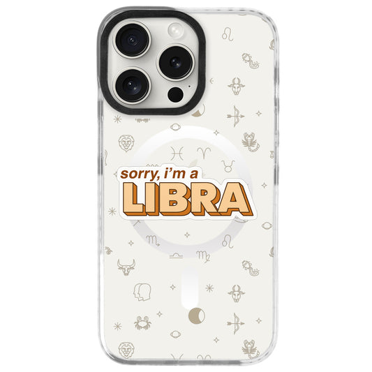 iPhone 16 Pro Terazi Burcu Sorry Zodiac Telefon Kılıfı - Beyaz