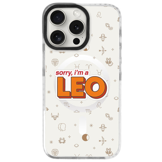 iPhone 16 Pro Max Aslan Burcu Sorry Zodiac Telefon Kılıfı - Beyaz