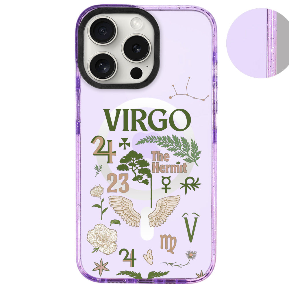 iPhone 16 Pro Max Başak Burcu The Emperor Telefon Kılıfı - Simli Mor