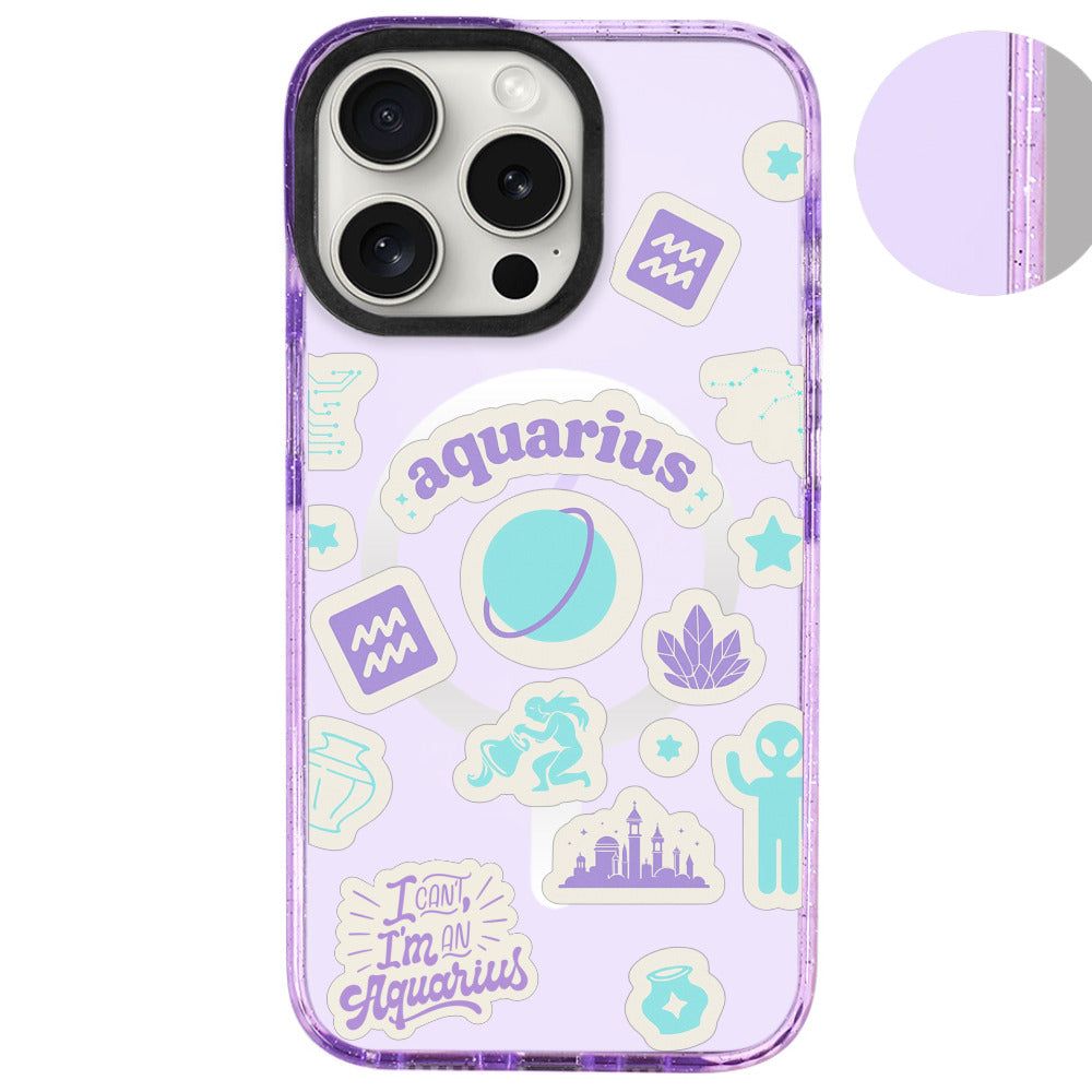 iPhone 16 Pro Max Kova Burcu Sweet Rules Telefon Kılıfı - Simli Mor