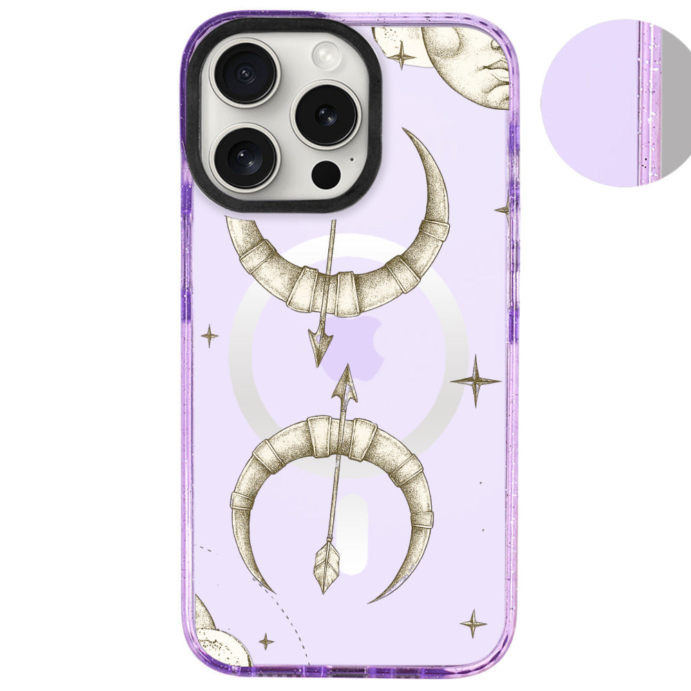 iPhone 16 Pro Max Yay Burcu Soft Stars Telefon Kılıfı - Simli Mor