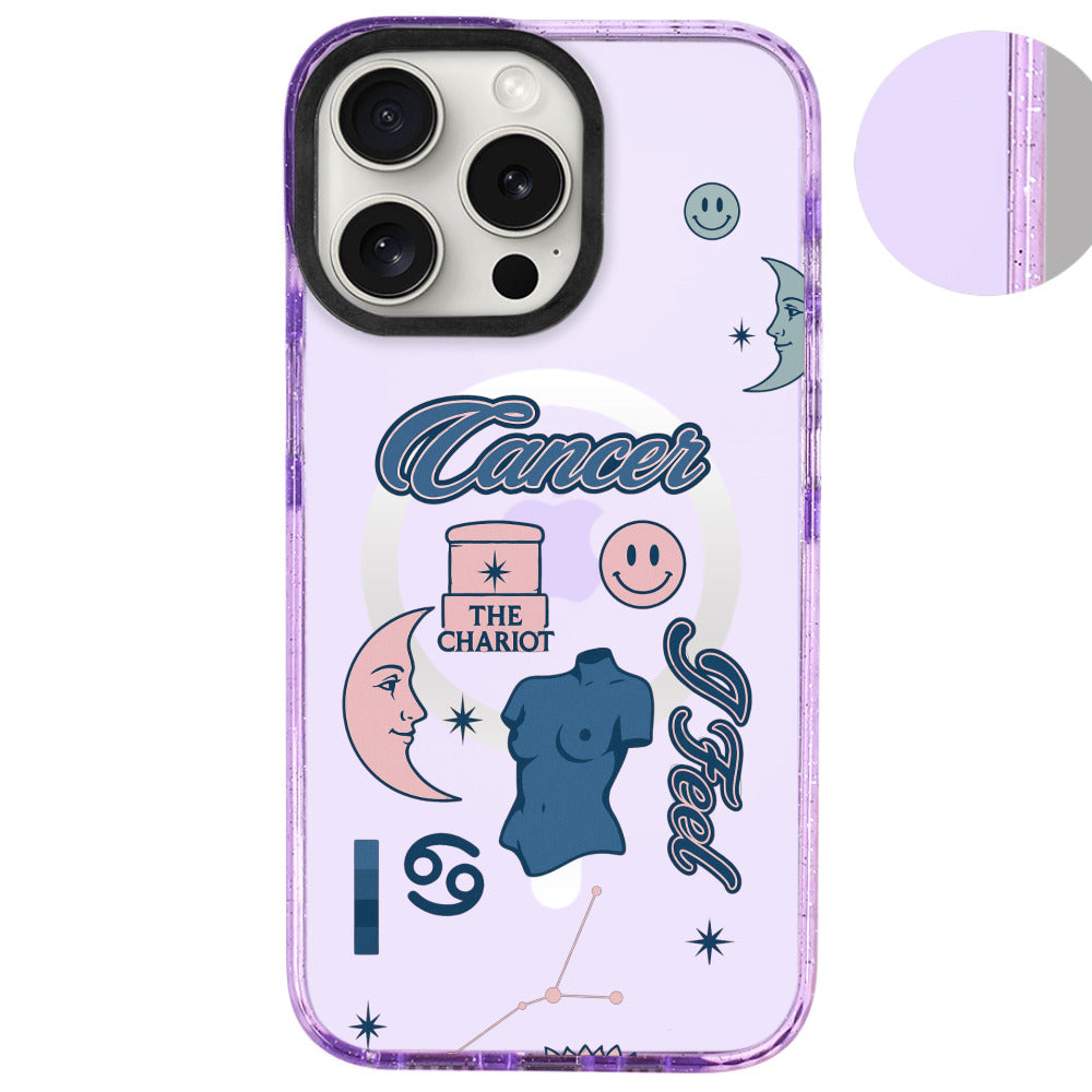 iPhone 16 Pro Max Yengeç Burcu The Emperor Telefon Kılıfı - Simli Mor