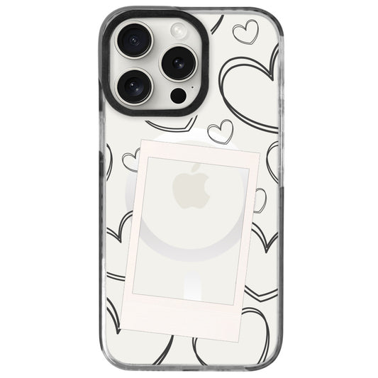 iPhone 16 Pro Max White Hearts Polaroid Telefon Kılıfı