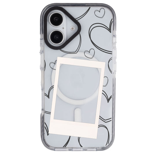 iPhone 16 White Hearts Polaroid Telefon Kılıfı