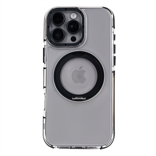 iPhone 15 Pro Max Metal Standlı Telefon Kılıfı Siyah