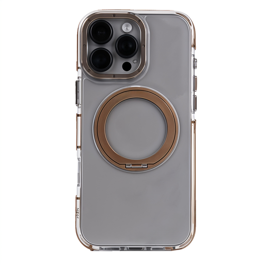 iPhone 15 Pro Max Metal Standlı Telefon Kılıfı Kahve