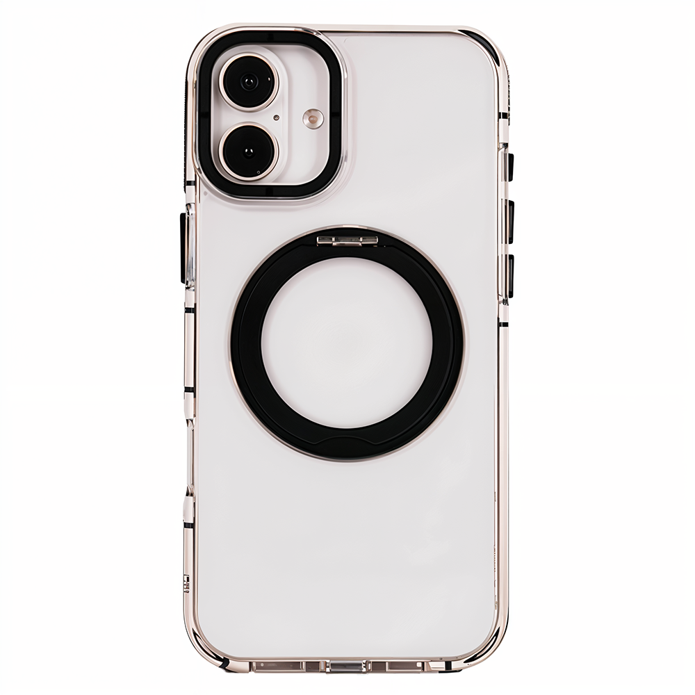 iPhone 16 Metal Standlı Telefon Kılıfı Siyah