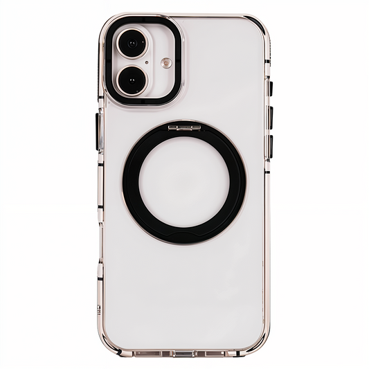 iPhone 16 Metal Standlı Telefon Kılıfı Siyah