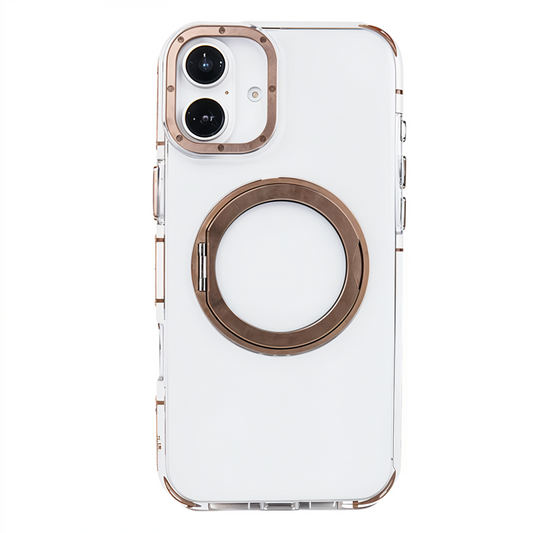 iPhone 16 Metal Standlı Telefon Kılıfı Kahve