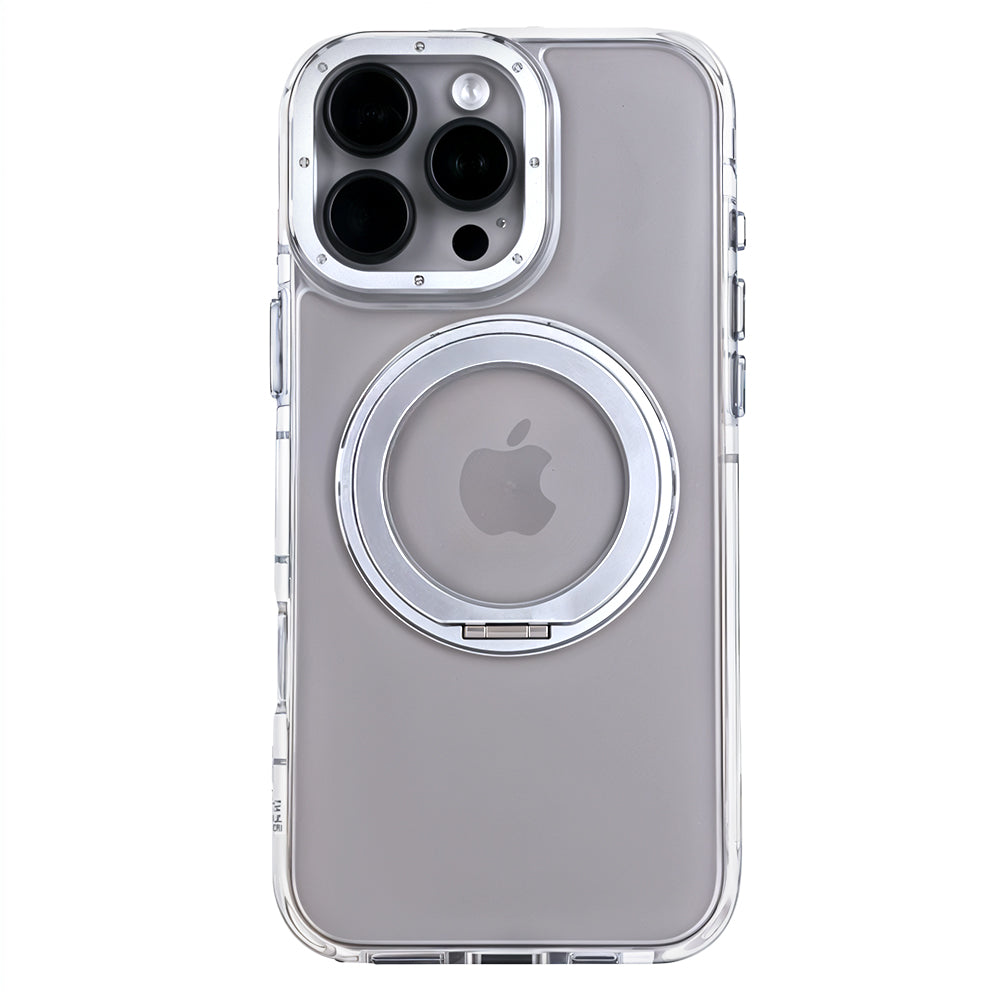 iPhone 15 Pro Max Metal Standlı Telefon Kılıfı Beyaz