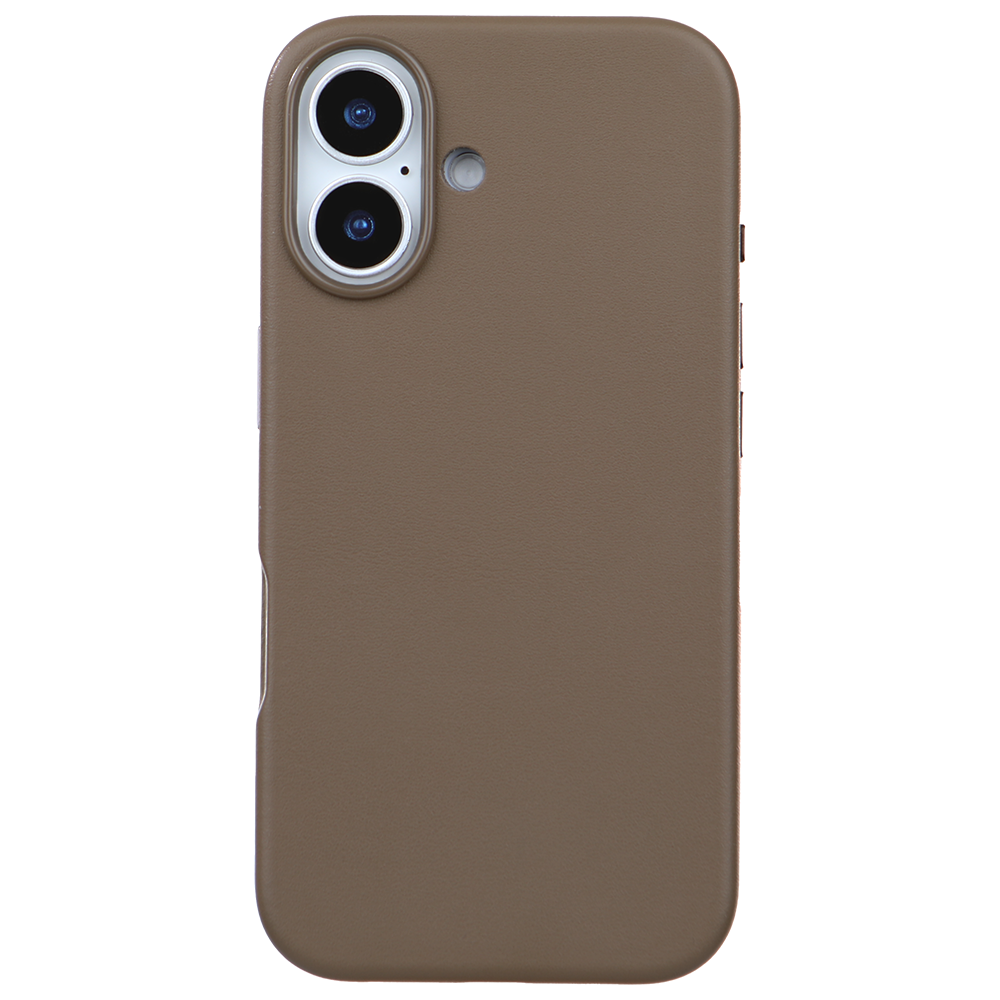 iPhone 16 Gizli Magsafeli Vegan Deri Telefon Kılıfı - Kahve