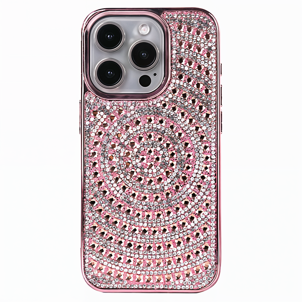 iPhone 14 Pro Max Swarovski İşlemeli Telefon Kılıfı Pembe
