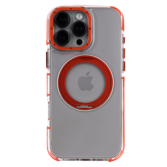 iPhone 15 Pro Max Metal Standlı Telefon Kılıfı Turuncu