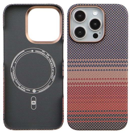 iPhone 15 Pro Max Kevlar Nettech Magsafe Kırmızı Lacivert Telefon Kılıfı