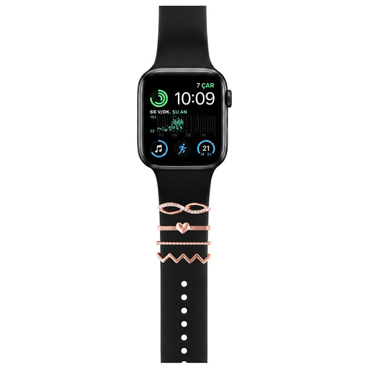 Apple Watch Charm Rose Infinity Diamond Kordon Aksesuarı