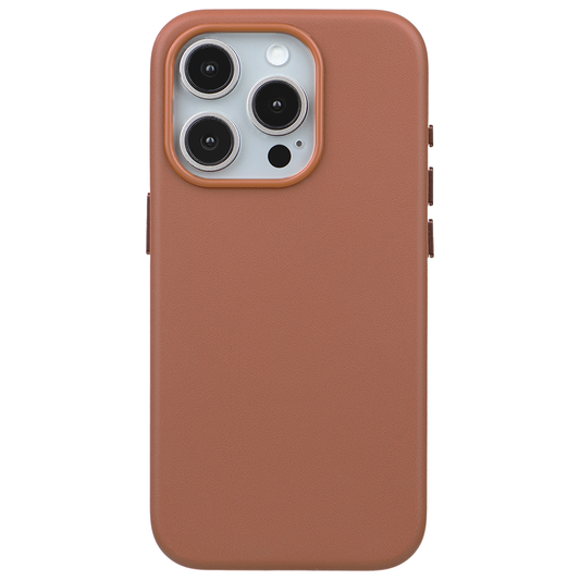 iPhone 15 Pro Max Gizli Magsafeli Vegan Deri Telefon Kılıfı - Kiremit