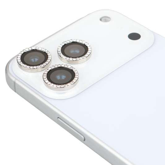 iPhone 17 Pro Max Kamera Koruyucu Diamond Taşlı Silver