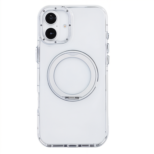 iPhone 16 Metal Standlı Telefon Kılıfı Beyaz