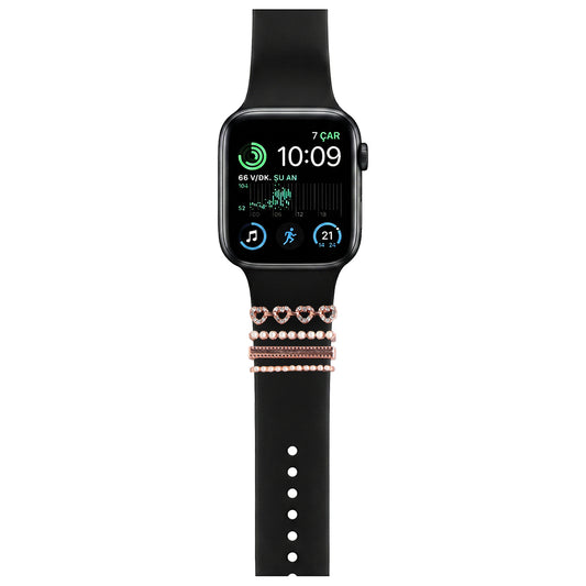 Apple Watch Charm Hearted Pearl Kordon Aksesuarı