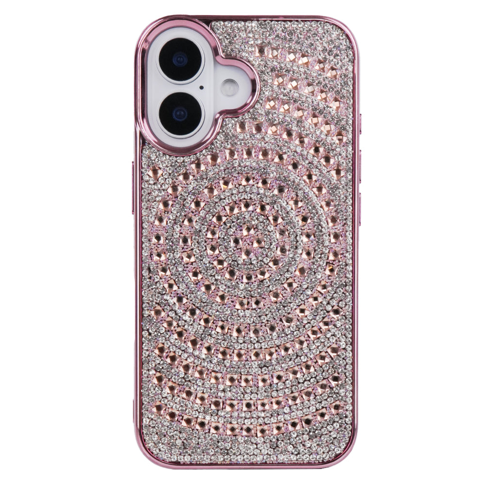 iPhone 16 Swarovski İşlemeli Telefon Kılıfı Pembe