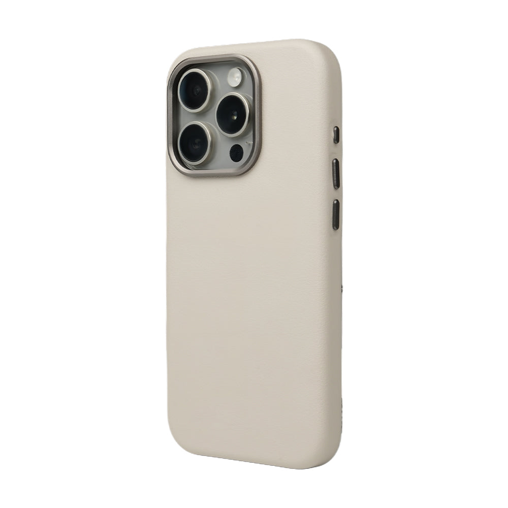 iPhone 15 Pro Max Gizli Magsafeli Deri Telefon Kılıfı - Bej