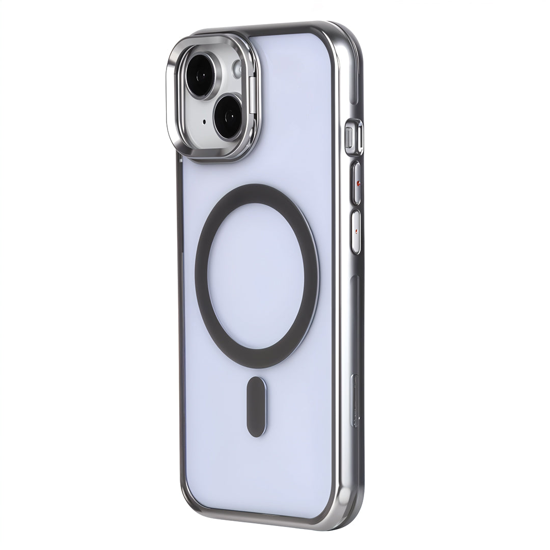 iPhone 15 Kamera Standlı Magsafe Telefon Kılıfı Gri