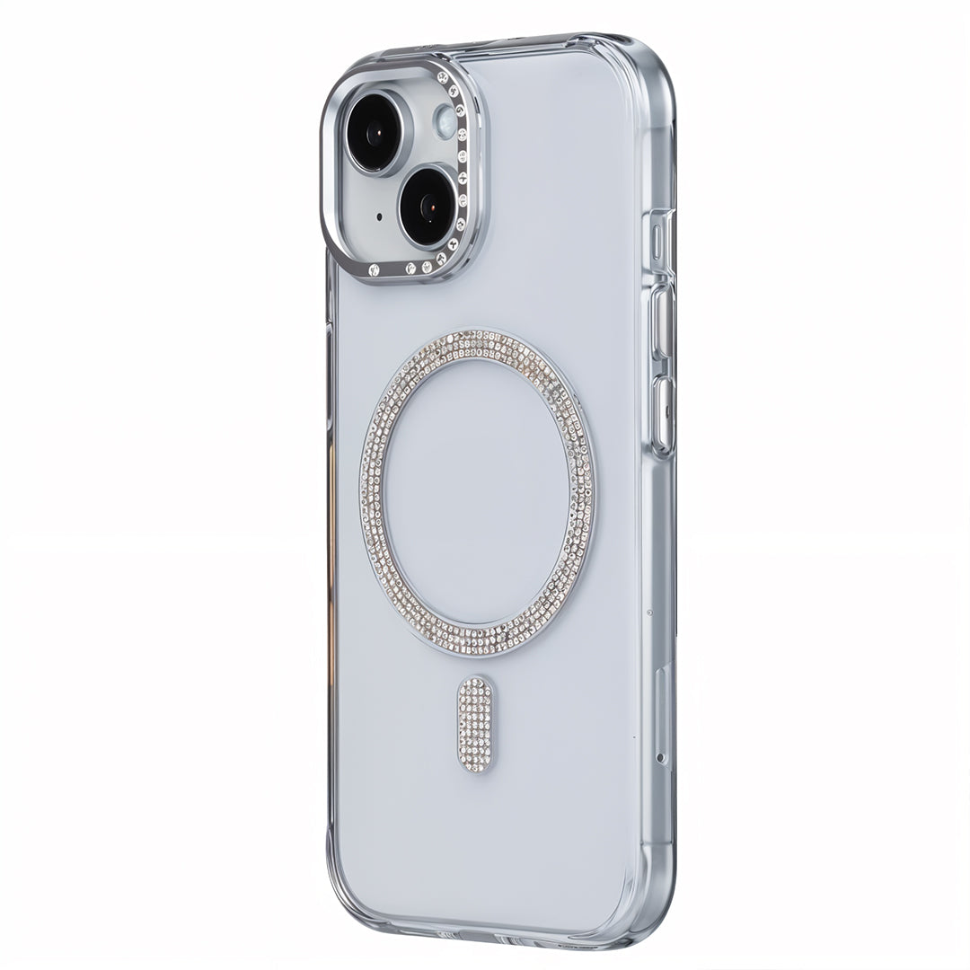 iPhone 14 Shiny Transparent Magsafe Telefon Kılıfı Beyaz
