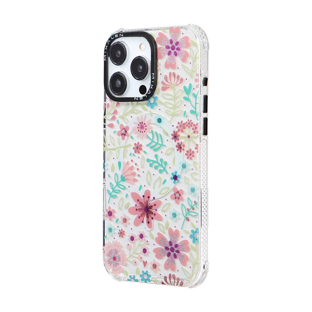 Apple iPhone 15 Pro Max Mikalen Magsafe Çiçekli Telefon Kılıfı