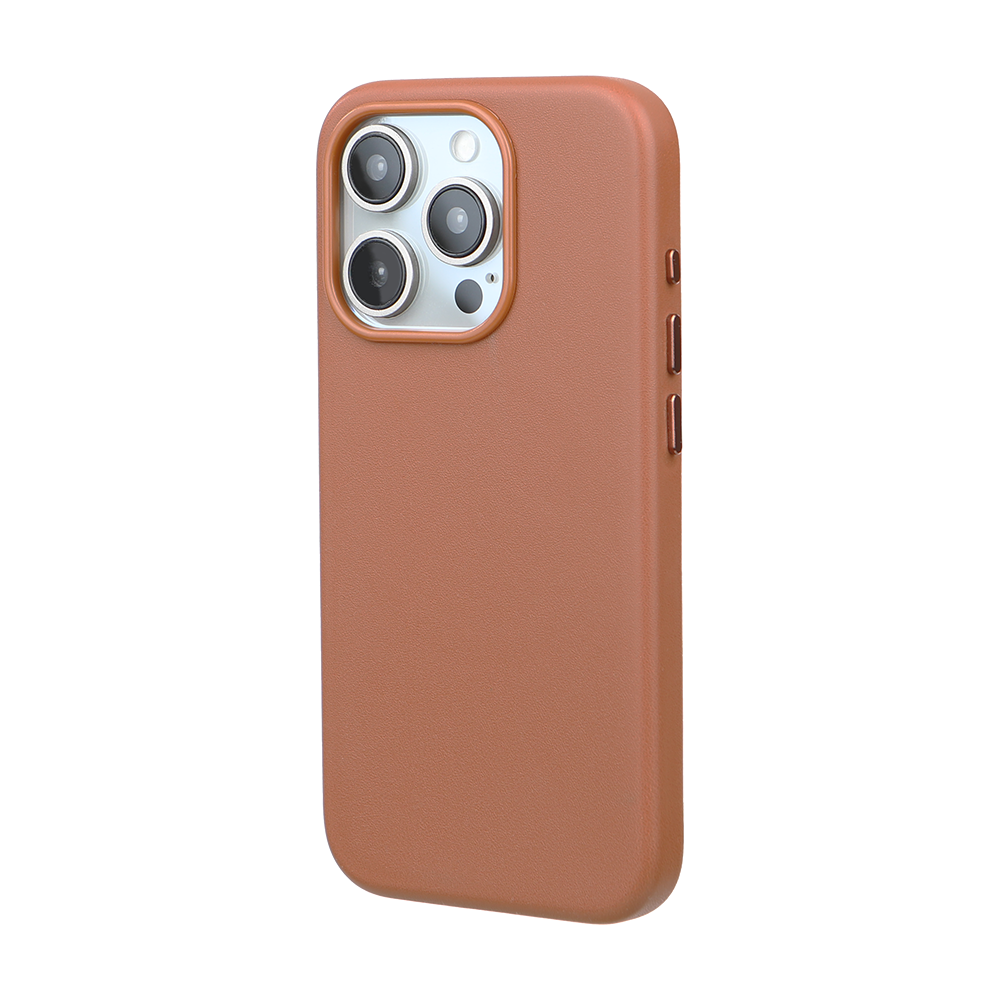 iPhone 15 Pro Max Gizli Magsafeli Vegan Deri Telefon Kılıfı - Kiremit