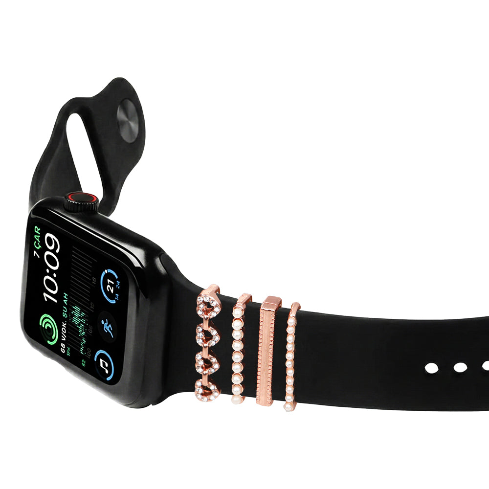 Apple Watch Charm Hearted Pearl Kordon Aksesuarı